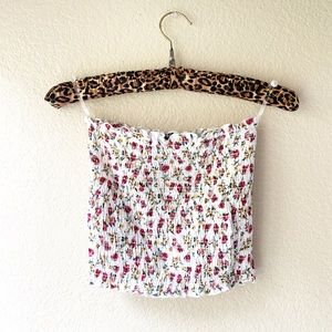 Windsor floral print lettuce edge tube top XS